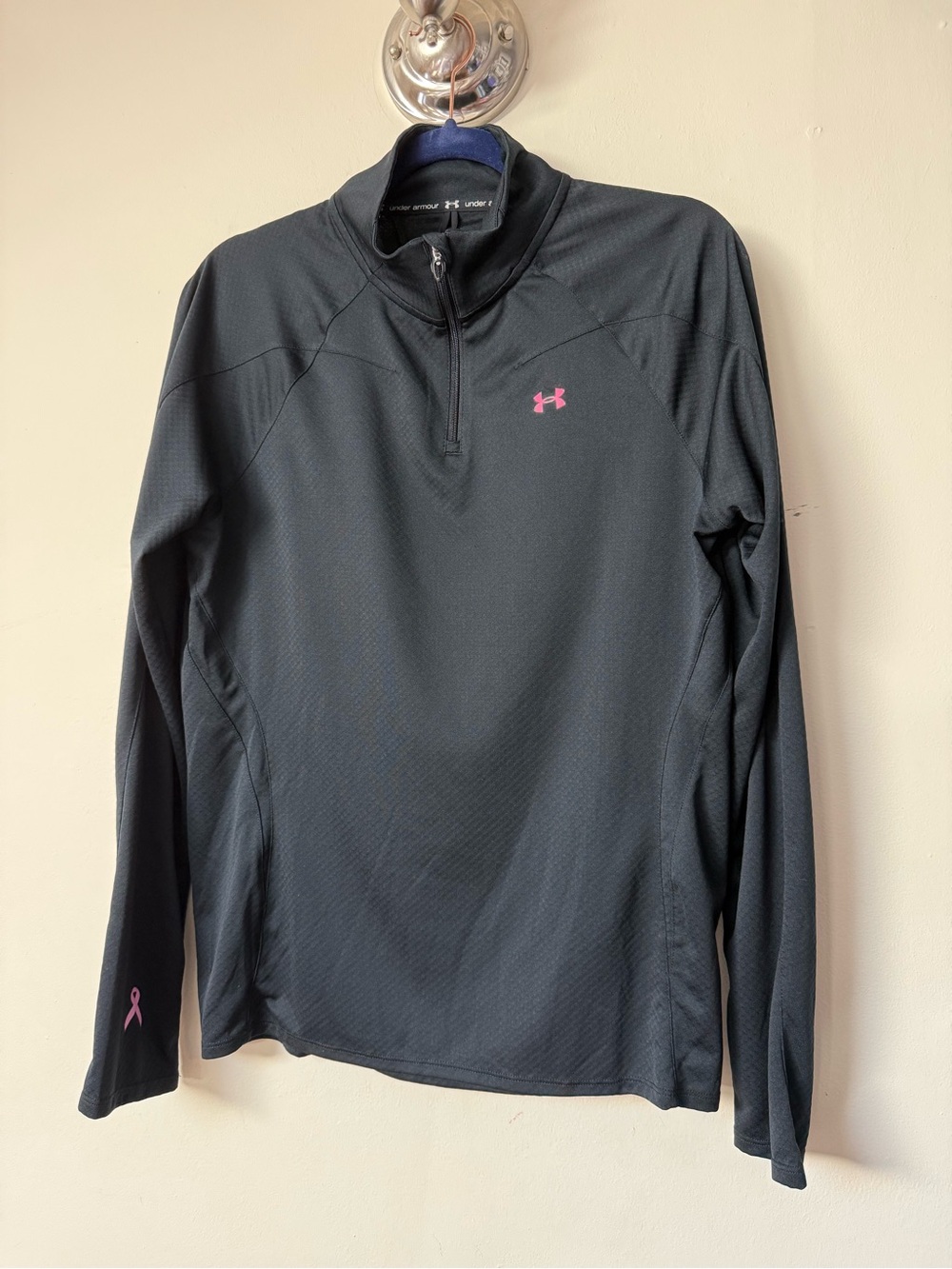 Under Armour Black Half-Zip Pullover with Pink Logo